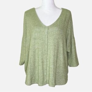 Anthropologie Saturday Sunday Brushed Fleece
Oversized V-Neck Pullover Top